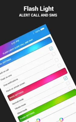 Color Flash on calls and sms – Torch Flashlight android App screenshot 4